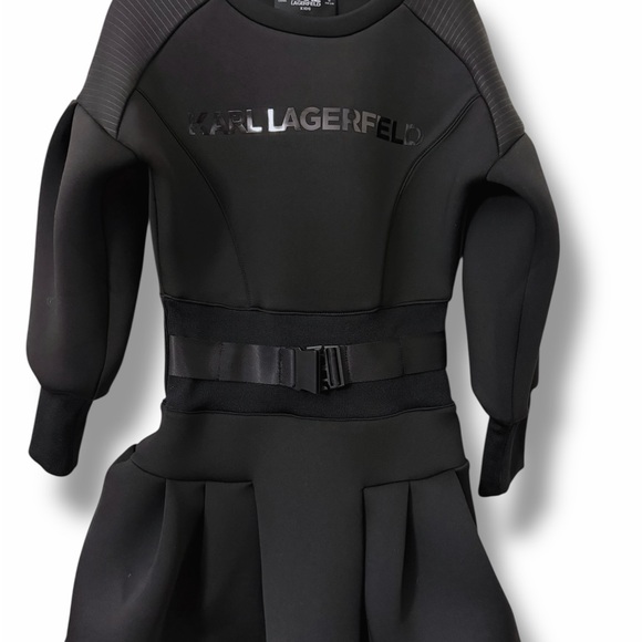 Karl Lagerfeld Other - Karl Lagerfeld Kids Black Logo Neoprene Dress Belted Designer Girls Outfit